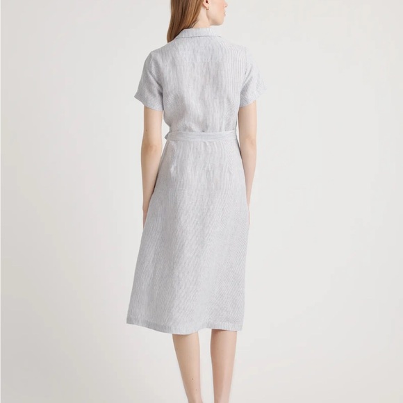 Quince Blue and White Striped Midi Dress - Picture 6 of 8